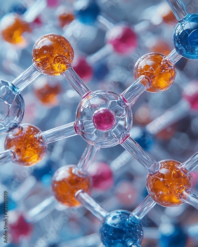 Molecular structure science research nanotechnology atom model chemistry background concept design graphic