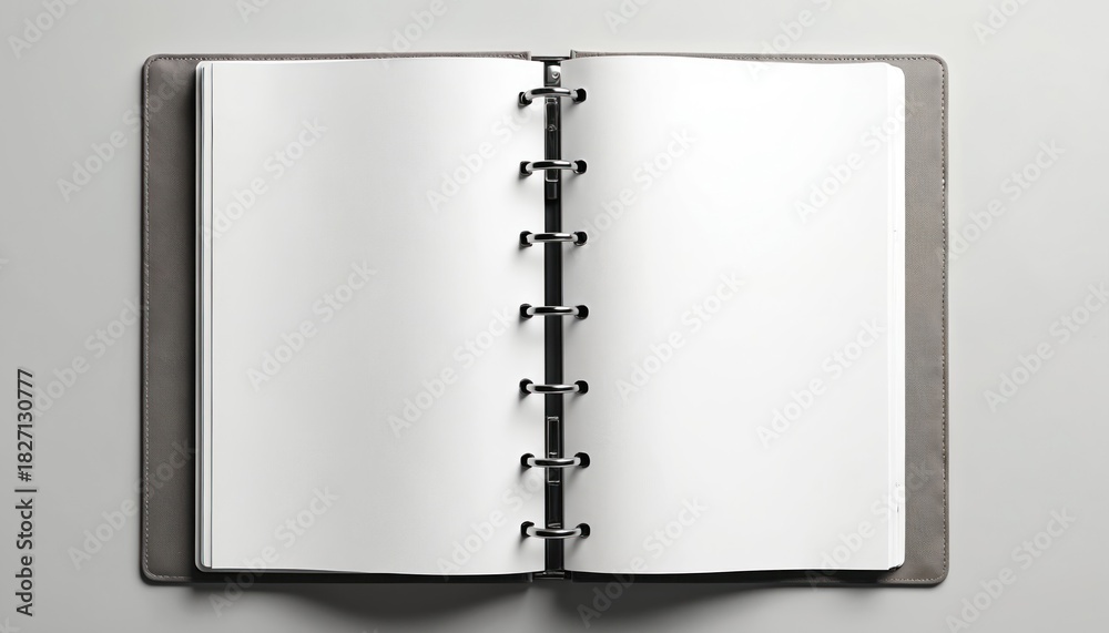 custom made wallpaper toronto digitalAn open ring binder on white background with blank white pages. It is a concept for ideas. Office supply stationery used for planning business or creative project.