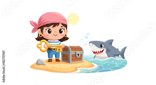 Adventurous young explorer discovers hidden treasure on a sunny beach with