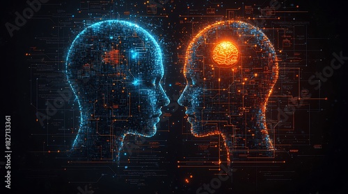 Artificial intelligence ai human brain connection digital technology concept artwork