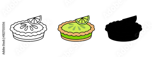 Visual Compilation Featuring Lime Pie Illustration in Outline, Color, and Shadow