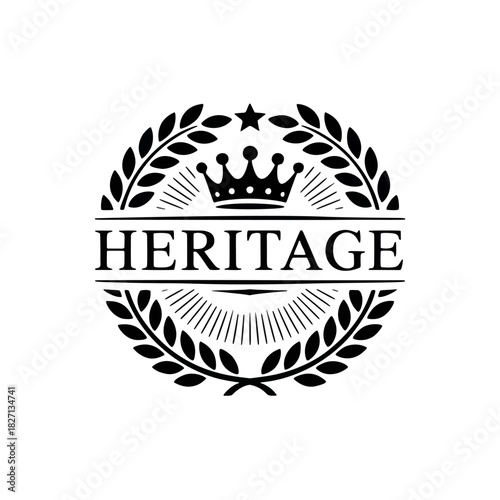 A classic heritage emblem celebrating tradition and legacy in an ornate laurel wreath design with