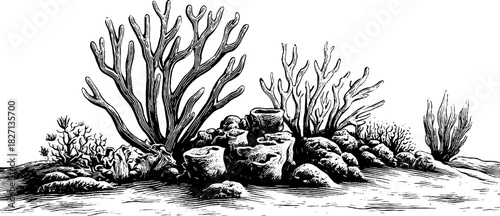 Intricate coral inspired border design for nautical decor and craft projects