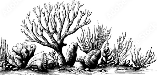 Intricate coral inspired border design for nautical and ocean themed projects