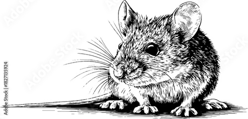 Vintage engraving of a field mouse illustration - retro animal art for design