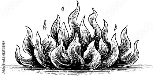 Vintage fire-inspired decorative banner design for retro print projects