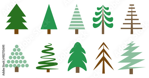 Set of Christmas trees on a white background. Christmas Decorations