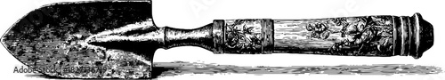Rustic garden shovel decorative engraving for vintage garden design