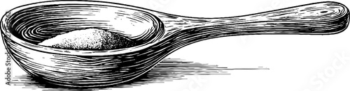 Rustic wooden seed scoop engraving - vintage illustration for decorative design