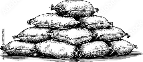 Rustic woven grain sack illustration design for retro decor and labels