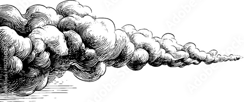 Vintage smoke engraving design for decorative corner elements