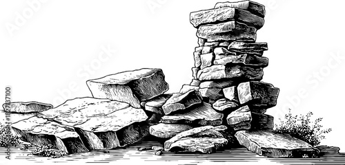 Intricate stone-based corner ornament illustration for decorative design