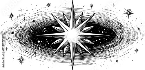 Vintage starry corner ornament design for decorative projects