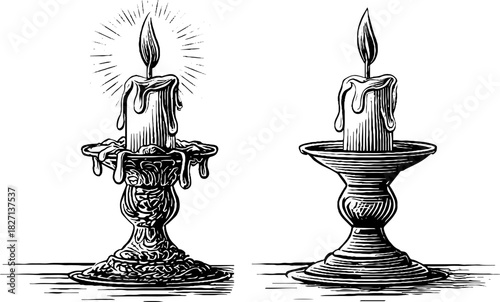 Vintage candle holder sketch for antique decor and design