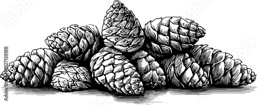 Vintage pine bark curls illustration for decorative design