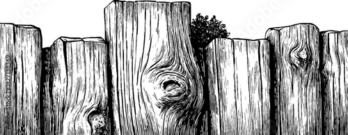 Engraved decorative wooden siding planks illustration for retro design projects