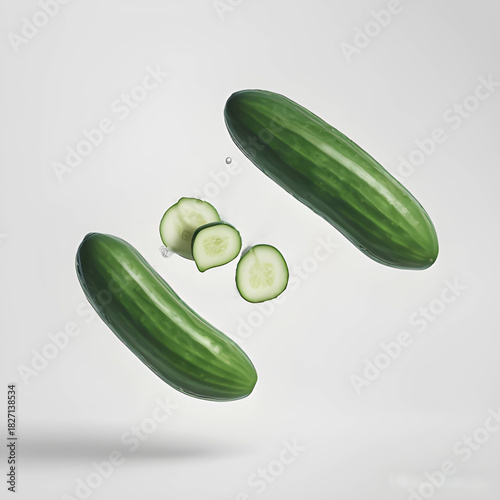 Fresh cucumbers on white
