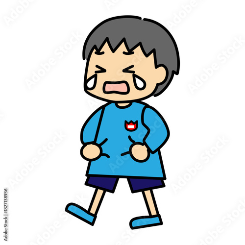 泣きじゃくる男の子の感情を表すベクターイラスト