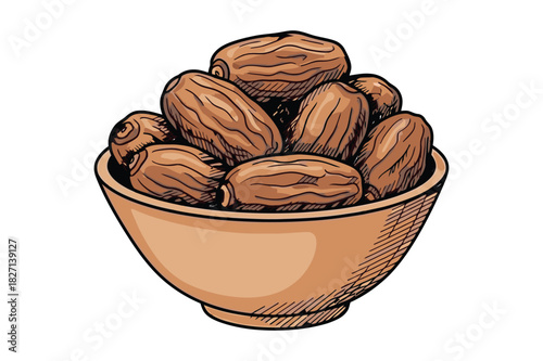 A bowl overflowing with delicious ripe medjool dates