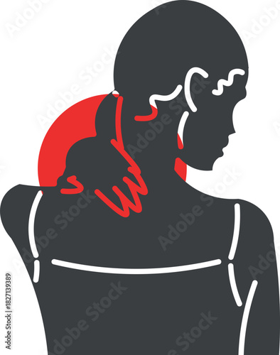 Woman with Pain and Tension in Neck and Shoulder