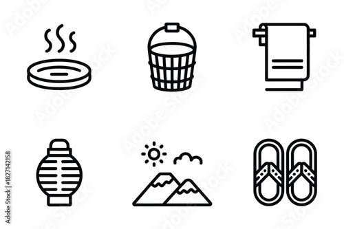 Spa and relaxation icons for wellness and leisure
