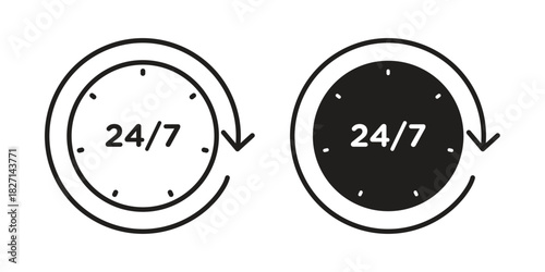 24 7 icons design, logo. Symbol illustration set