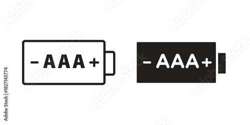 AAA battery icons design, logo. Symbol illustration set