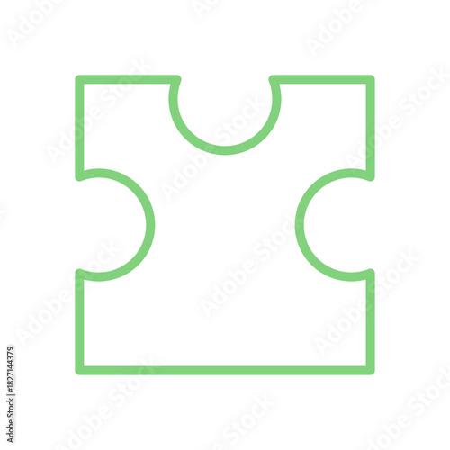 Flat silhouette outline of jigsaw puzzle piece. Iconic puzzle shape for game and boardgame fun. Concept for childrens toys and table activity in minimalist graphic style.