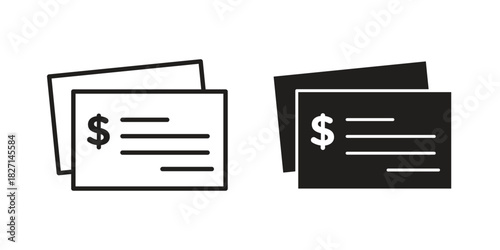 Cheque icons design, logo. Symbol illustration set