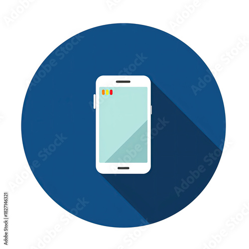 Smartphone Icon Isolated On White Background With Long Shadow Representing Modern Technology And Communication Simple Line Art Style Suitable For Kitchen Branding And Appliance Manuals