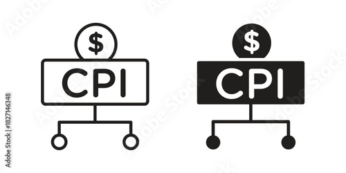 Consumer prices index icons design, logo. Symbol illustration set