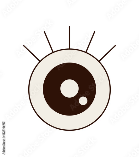 Groovy abstract retro eye symbol icon in modern pop circle style. Groovy element with retro influence, bold graphic form with iconic shape. Stylish black and white accent for trendy creative