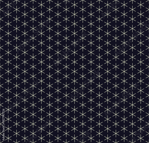 Seamless pattern of asterisk symbols. Crossed lines with additional white vertical lines on a blue background. Textile, repeating, endless, square, design. Vector
