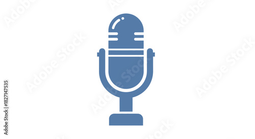 Blue Microphone Icon: Classic Audio Recording and Broadcasting Symbol.