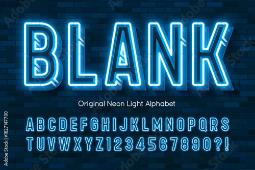 Retro bright light alphabet design, cabaret, neon Broadway lamps letters and numbers.