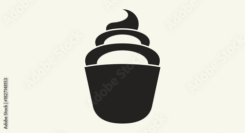 Simple black silhouette icon of frozen yogurt in a cup.