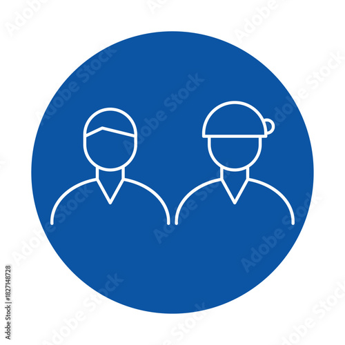 Iconic Representation of Two People in Blue Circle Design for Use