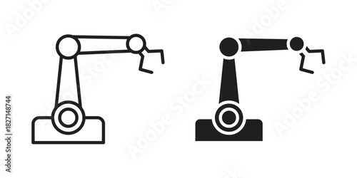 Industrial robot icons design, logo. Symbol illustration set