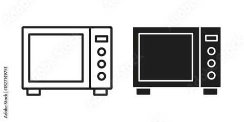 Microwave icons design, logo. Symbol illustration set