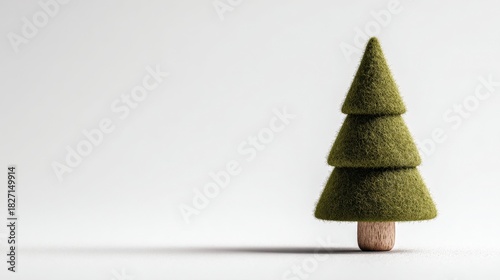 A minimalist felt Christmas tree in Scandinavian style with soft lighting and clean background.
