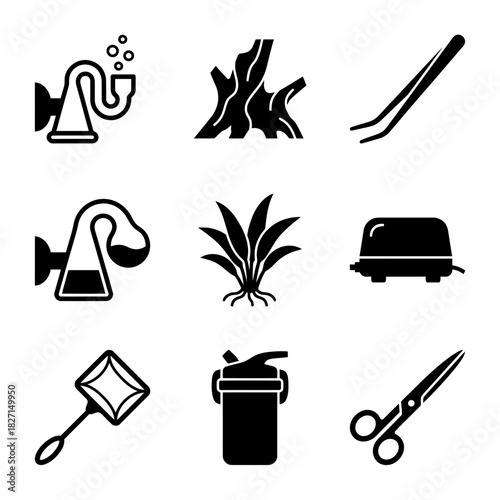 Icon set 27 featuring various tools and objects in minimalist style
