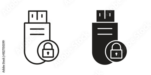 Pendrive security icons design, logo. Symbol illustration set