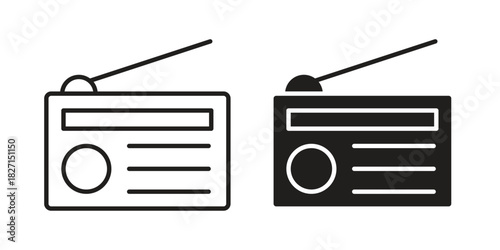 Radio icons design, logo. Symbol illustration set