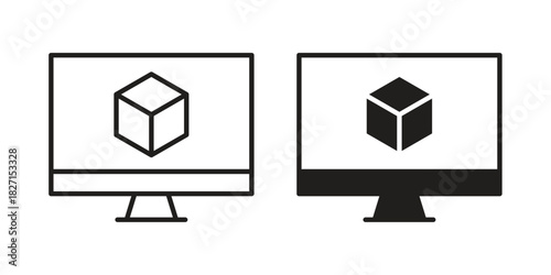 Virtual machine icons design, logo. Symbol illustration set