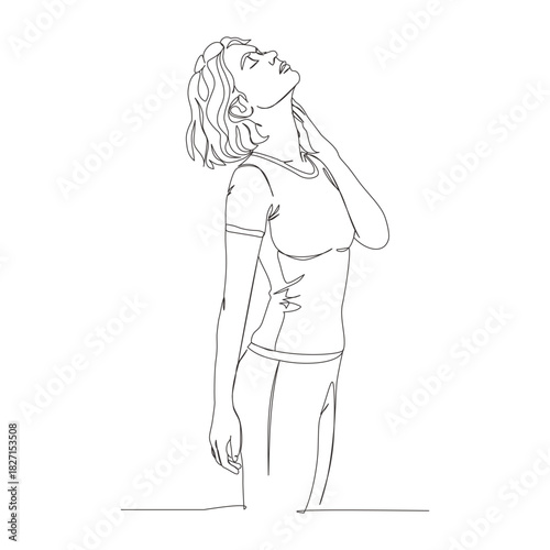 Minimalist Woman Side Profile Beauty Line Art Illustration