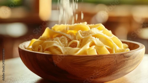 Pasta with Parmesan Cheese in a Bowl