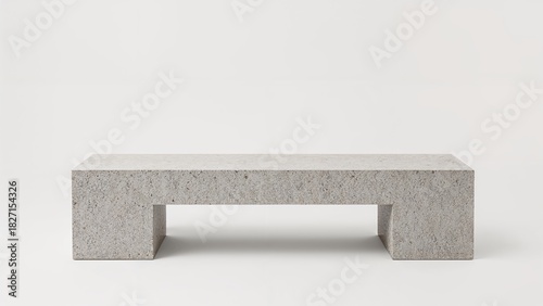 Plain concrete bench with a minimalist design. Modern and simple furniture piece. Elements of urban and contemporary style.