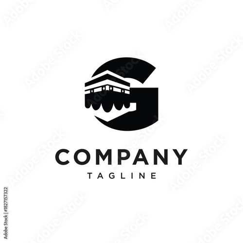 Letter G Kaaba Mecca Logo Icon Vector