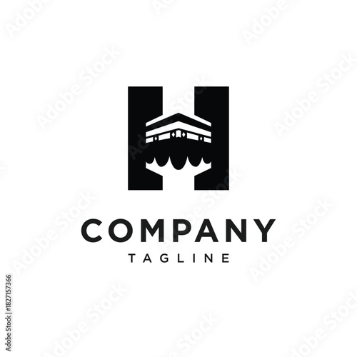 Letter H Kaaba Mecca Logo Icon Vector