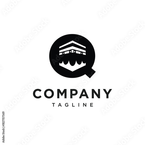 Letter Q Kaaba Mecca Logo Icon Vector